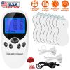Electric Muscle Stimulator Dual Channels Pulse Massager Pain Relief Therapy Tens Device with Electrode Pads Wires