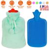 2L Hot Water Bottle w/ Plush Cover Classic Natural Rubber Hot Water Bag Feet Warmer For Pain Relief Hot Compress Heat Therapy Warm Neck Shoulders